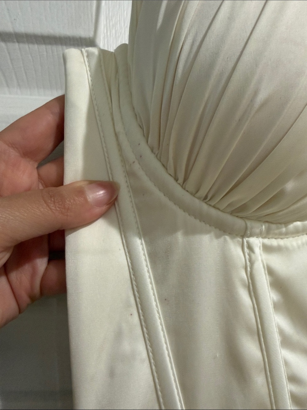 Oh Polly Ivory Draped Bustier Midi Dress - Picture 4 of 6